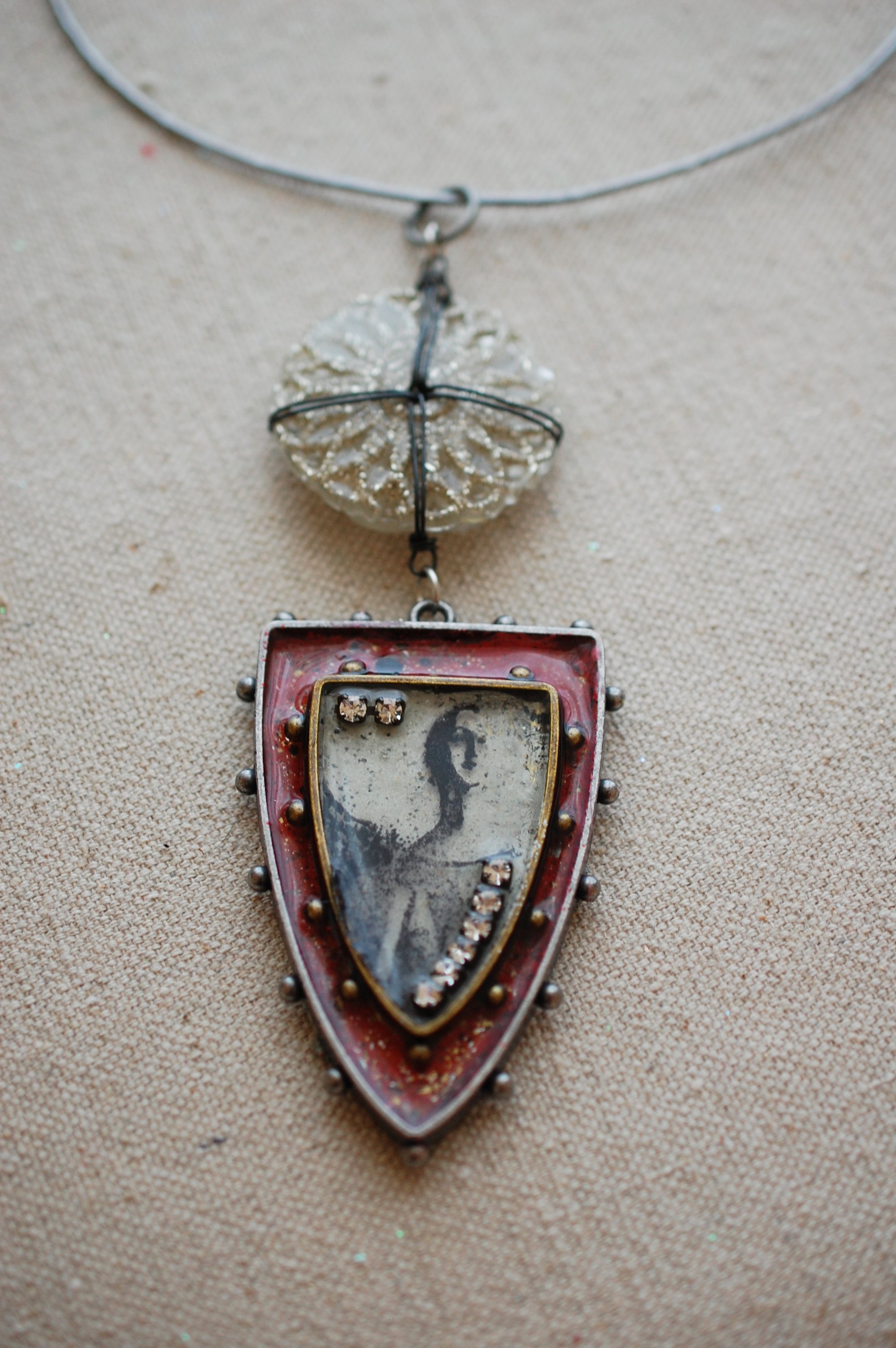 The Saints Come Marching In - Layered resin collage jewelry