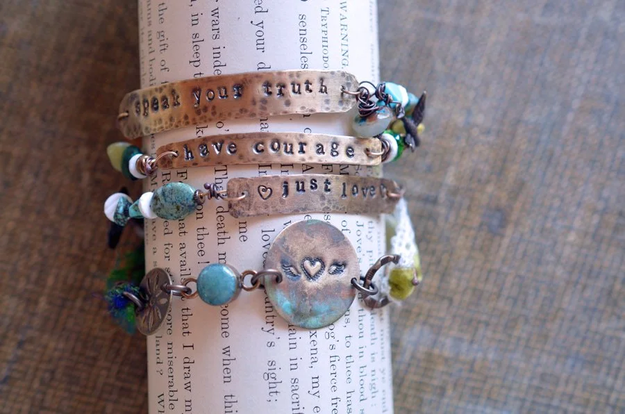 Wrist Full of Words -Metal Stamping & Wirework