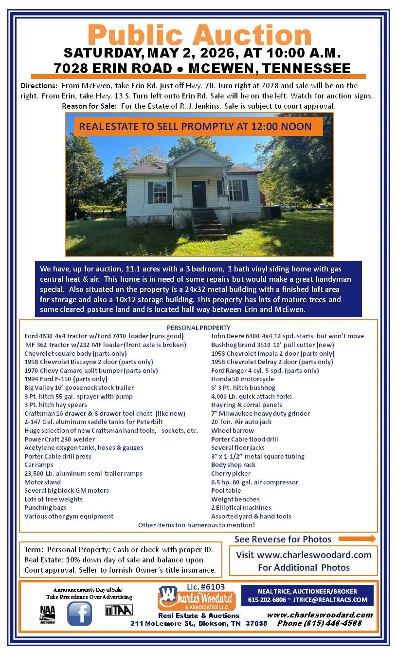 House &amp; 11 Acres, Tractors, Farm Equipment &amp; More!