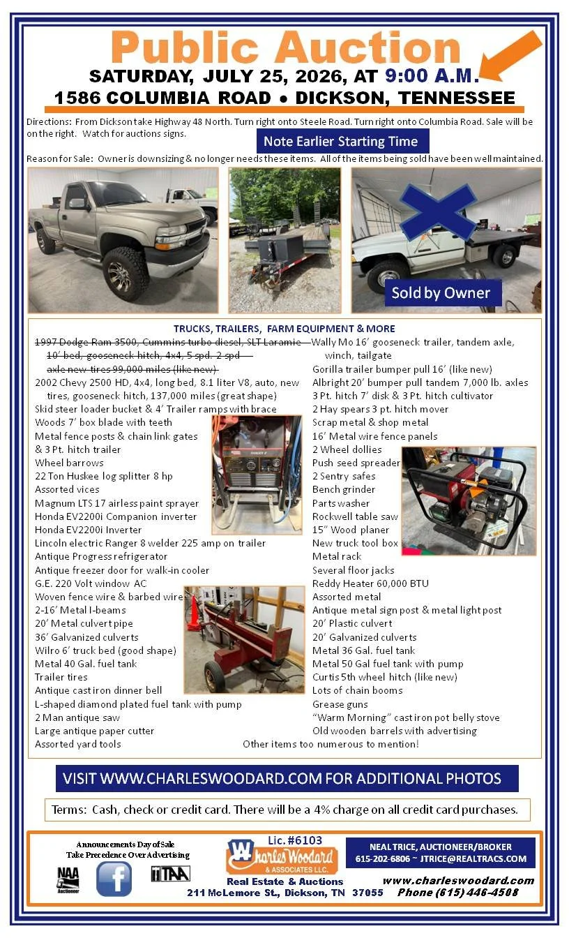 Truck, Trailers, Farm Equipment &amp; More!