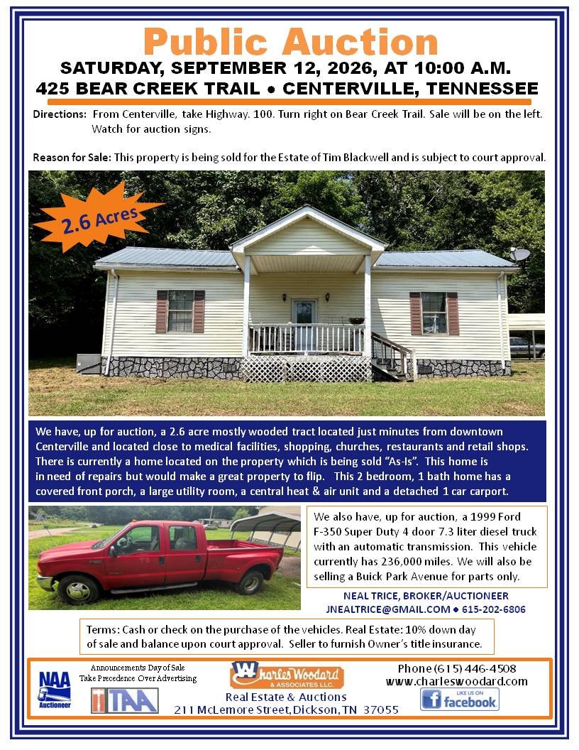 2.6 Acres with a 2 Bedroom, 1 Bath Home