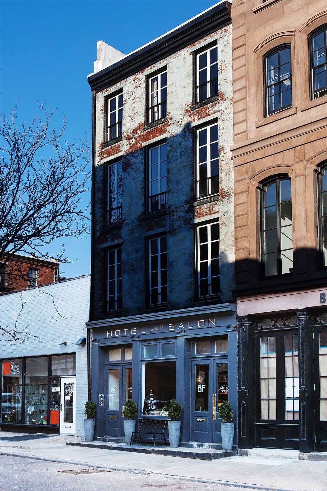 Historic brick facade of Lokal Hotel Old City