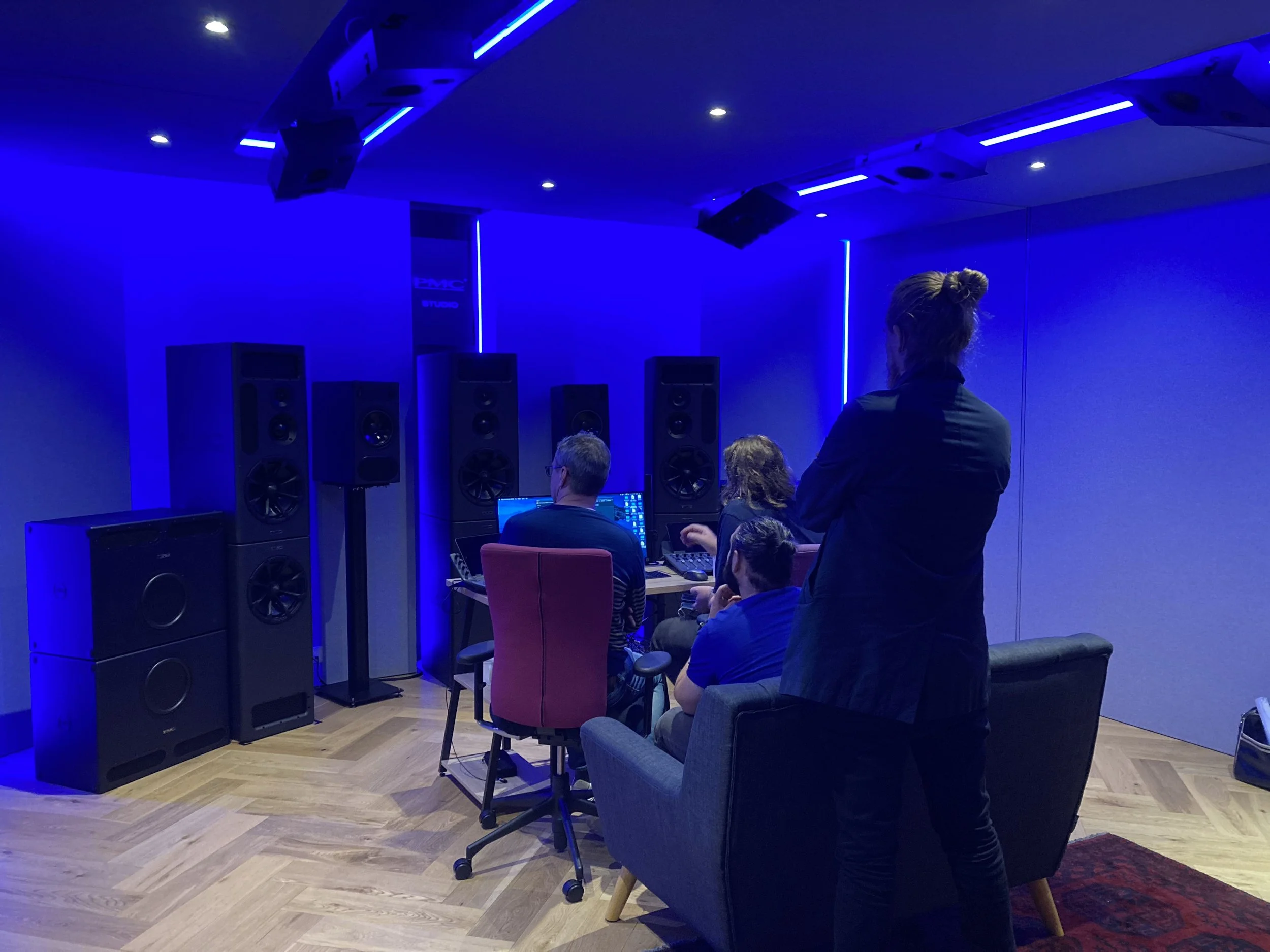 Wired Masters team at a Dolby Atmos listening session at PMC’s demo facility, London.