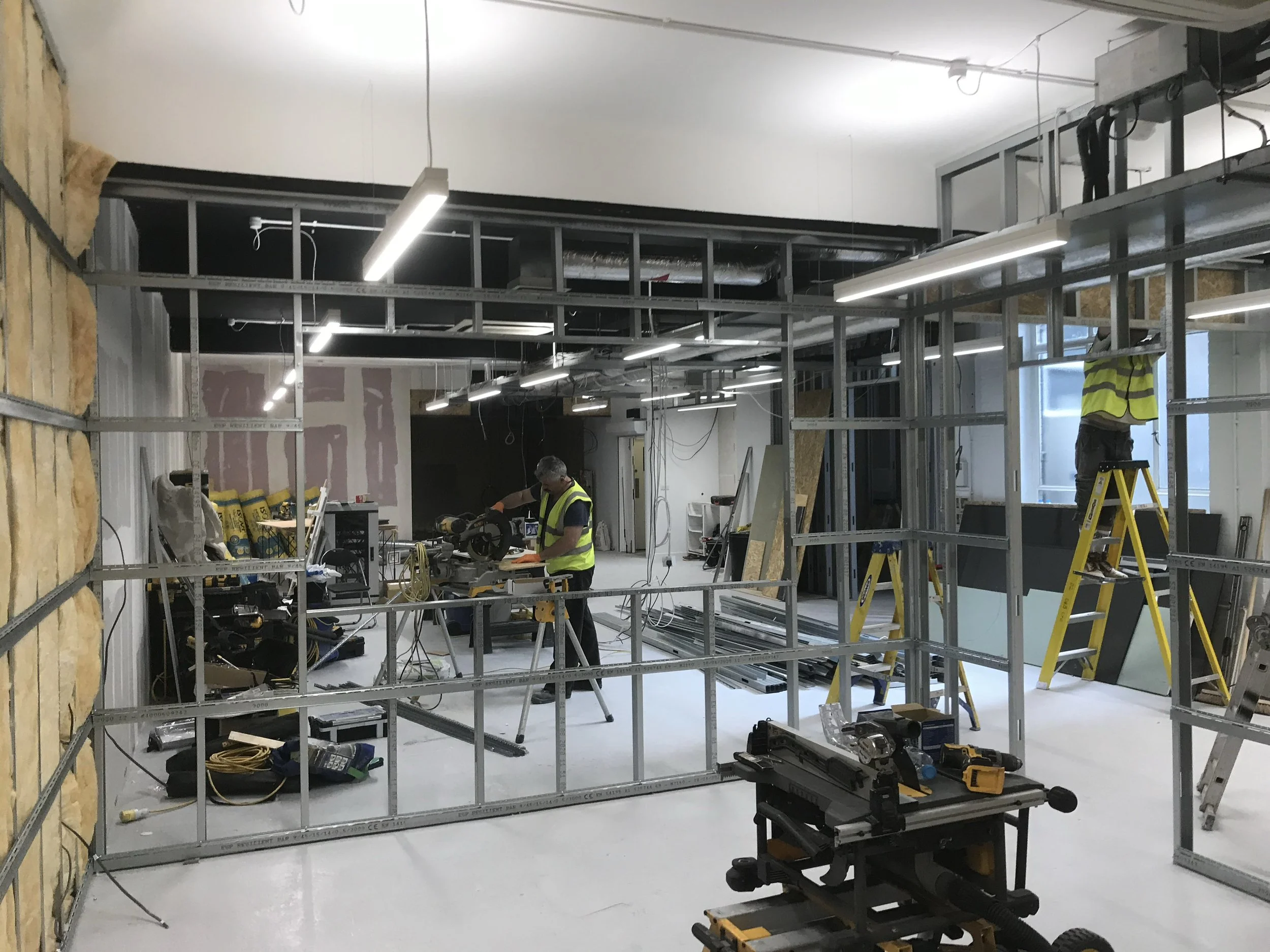 Studio fit-out in progress at Defected HQ, Shoreditch, London.