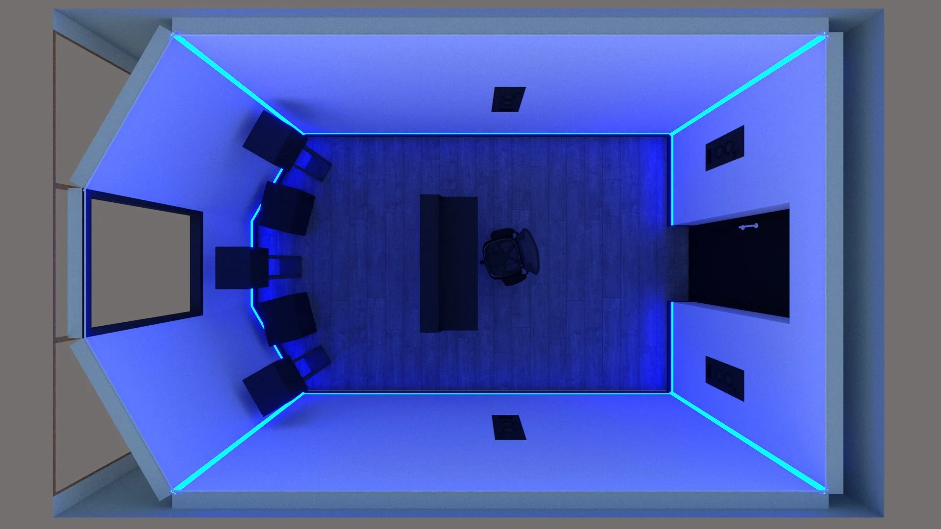 SketchUp 3D visual of the proposed Dolby Atmos studio at Wired Masters, London.
