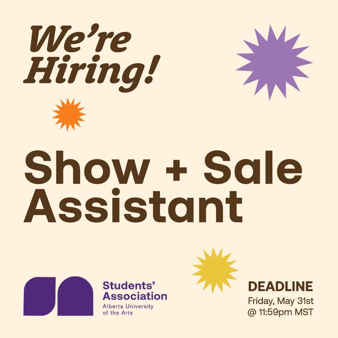 ⭐ We're Hiring: Show + Sale Assistant! For the 2024-2025 academic calendar year. If you love supporting your peers and working for an art market, this is the job for you! Please see the link in our bio for full information.

Deadline: May 31 11:59PM
