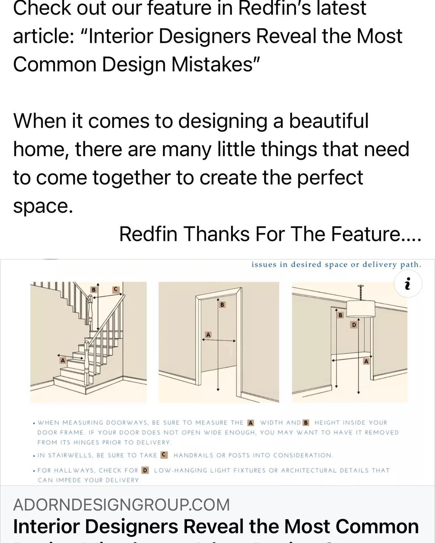 Check out Adorns feature in Redfins blog. Link in bio &ldquo;blog&rdquo;Need a guide to measuring furniture?  Download your free guide now. 
.
.
#redfinrealestate 
#redfin 
#measuringfurniture