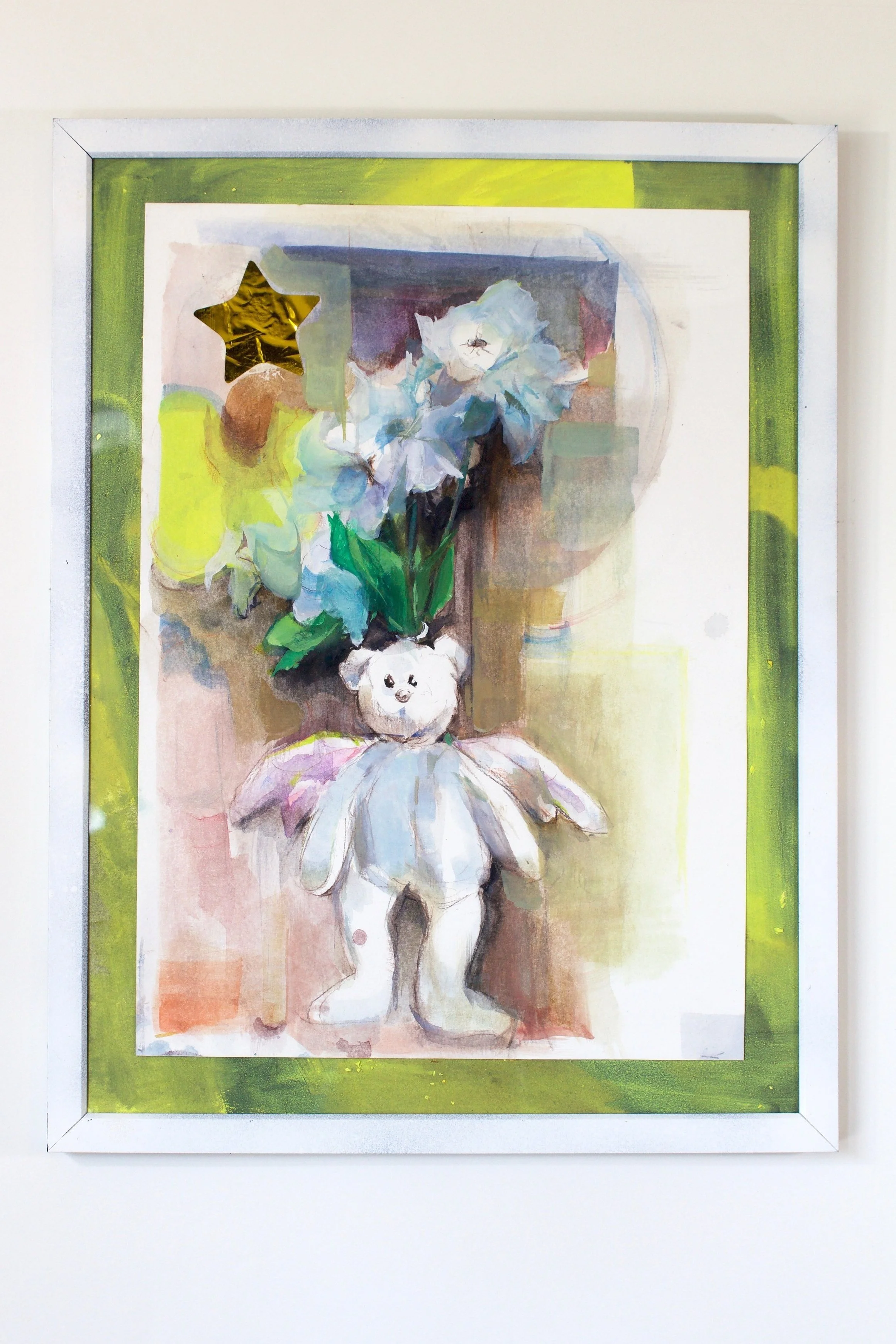"wish on a star"
watercolor/gouache/sparypaint
13"x17"
2024