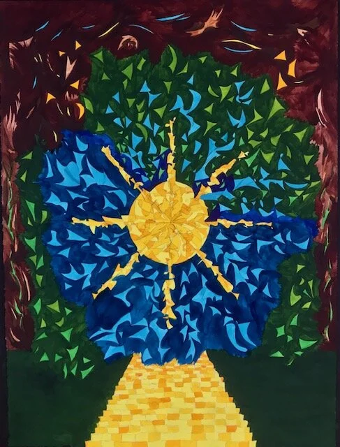 The yellow brick road, 2017, watercolor and ink, 22” x 30”