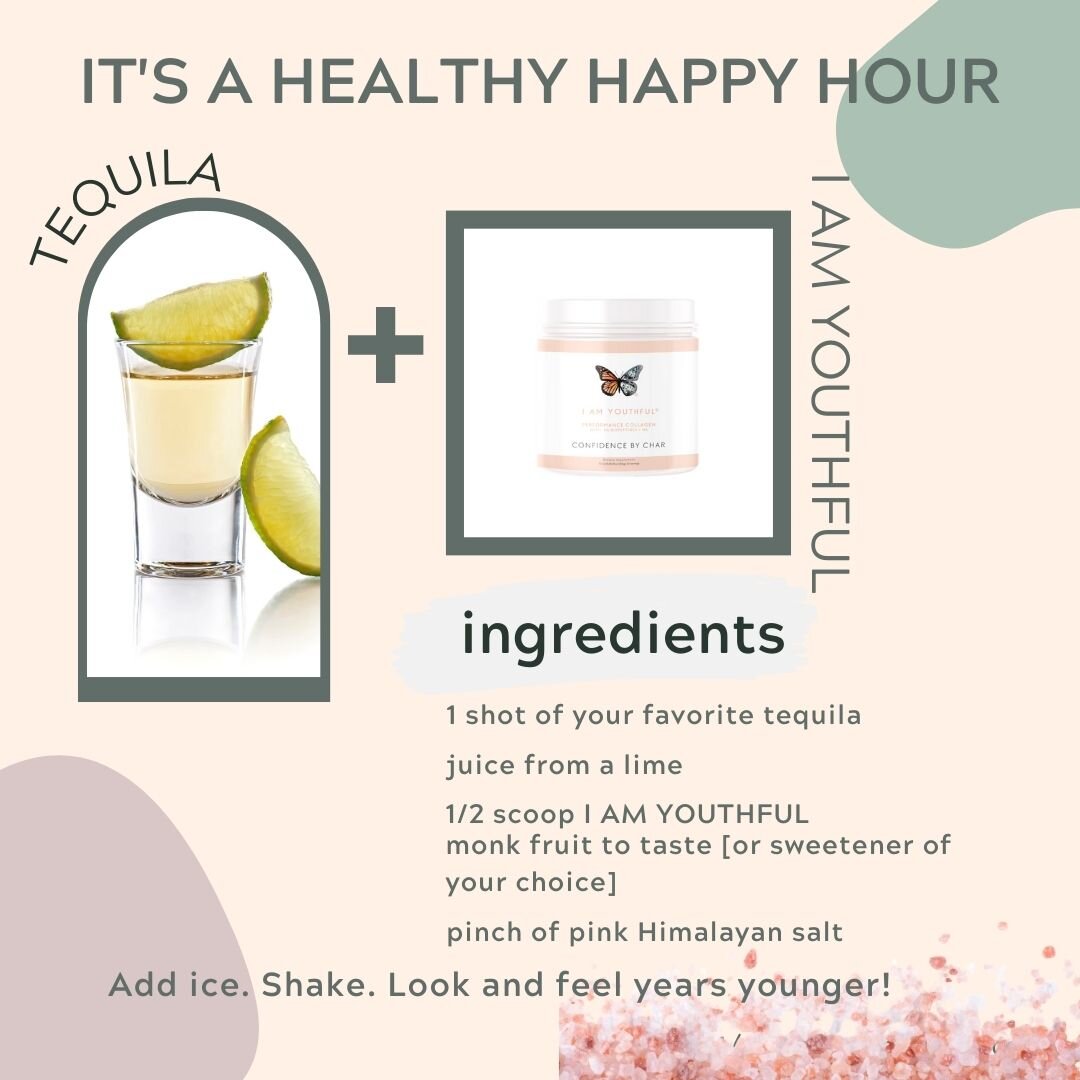 Enjoy a weekend refresher and increase your skin, muscles, joints and digestive health. Why not combine @ConfidencebyChar&rsquo;s I AM YOUTHFUL&reg; Performance Collagen with tequila?🥃 

Packed with Oligopeptides and Hyaluronic Acid, this powdered f