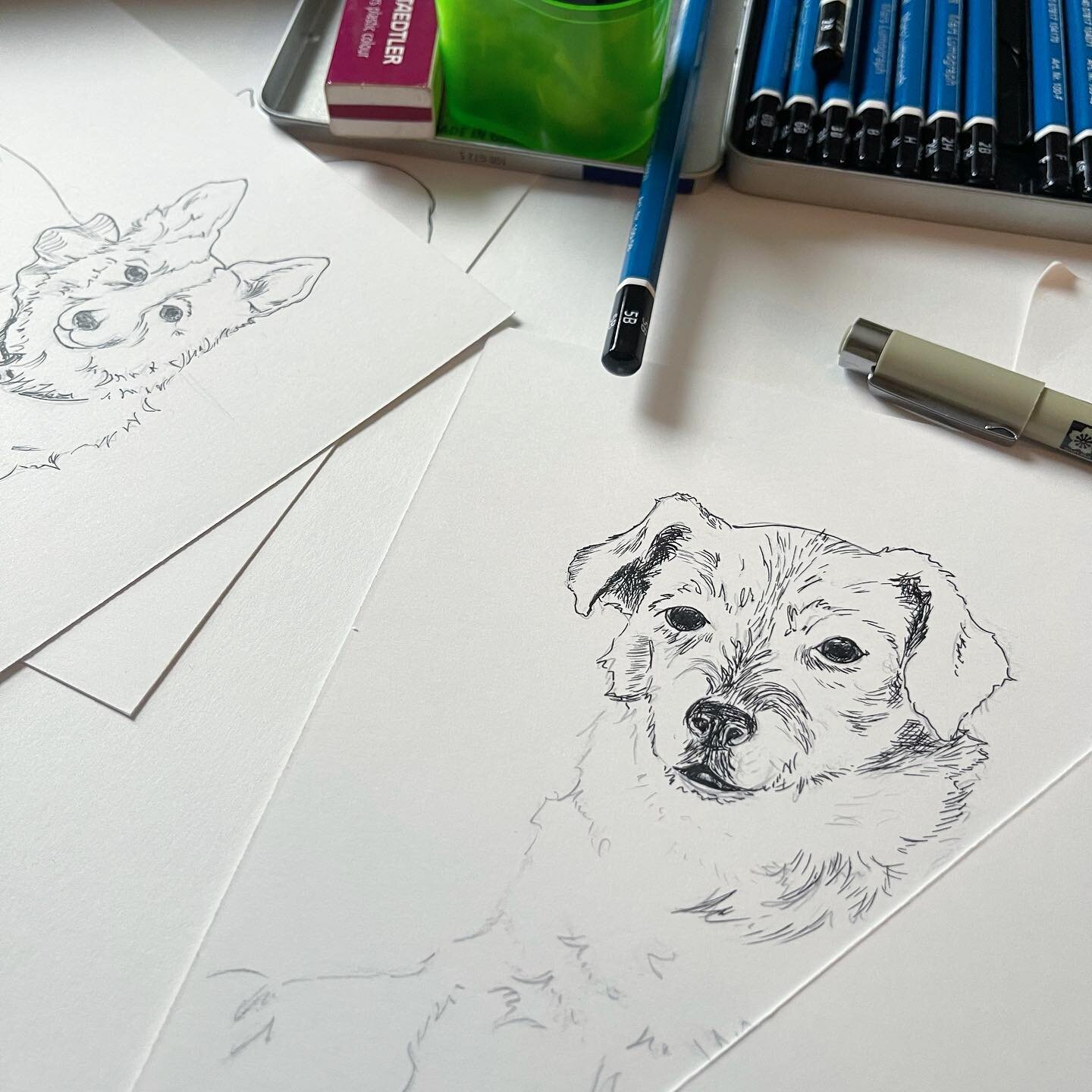 Was home today to be an extra set of hands for our latest pup 🐶 guests leaving and arriving.
.
The play time and cuddles have given me some inspiration on a few recent Ink Fetch-a-Sketches I&rsquo;m working on. 
.
Cute eyes, soft fur, playful spirit