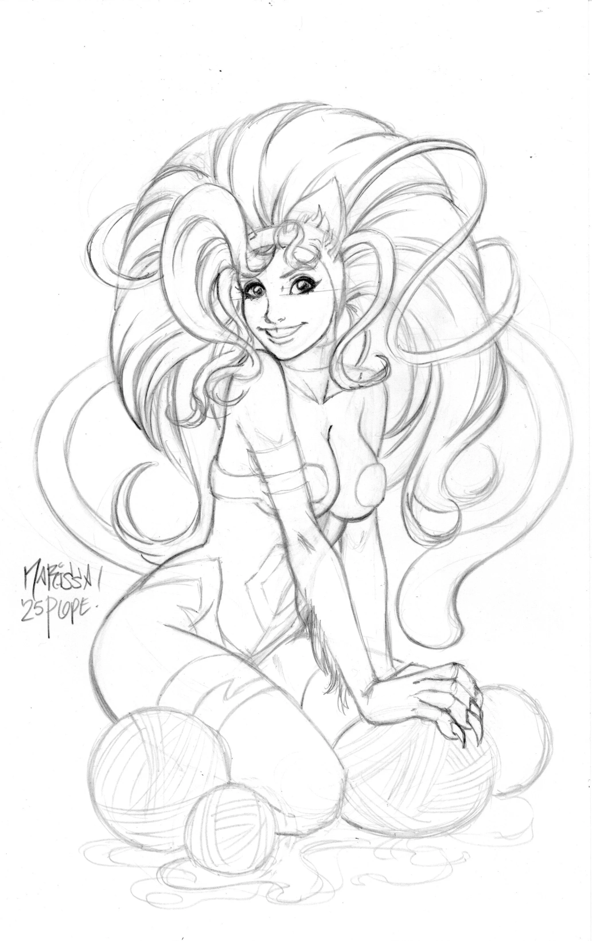 Felicia Darkstalkers Rough Pencils 7x11in