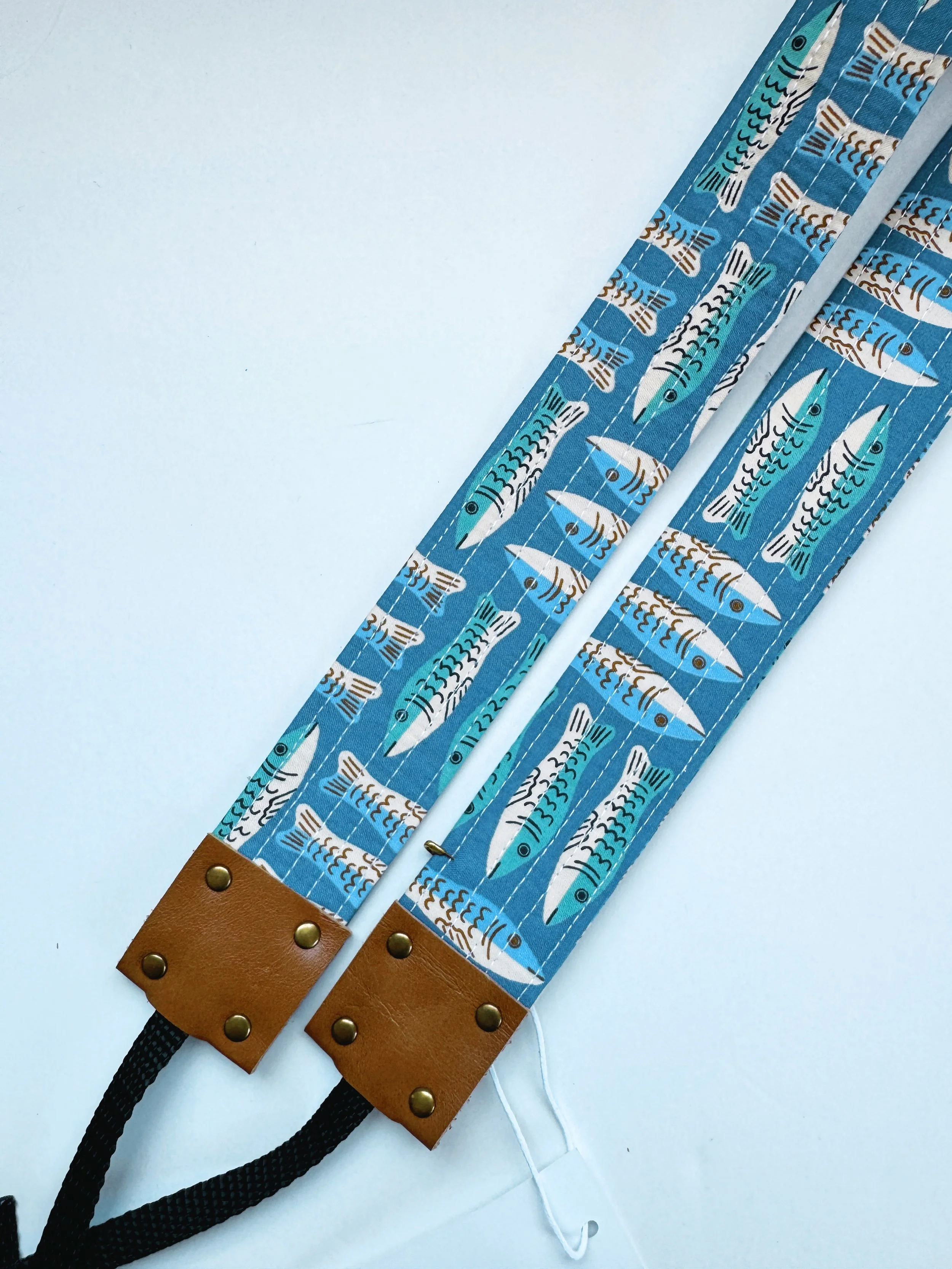 Camera Strap - blue sardines