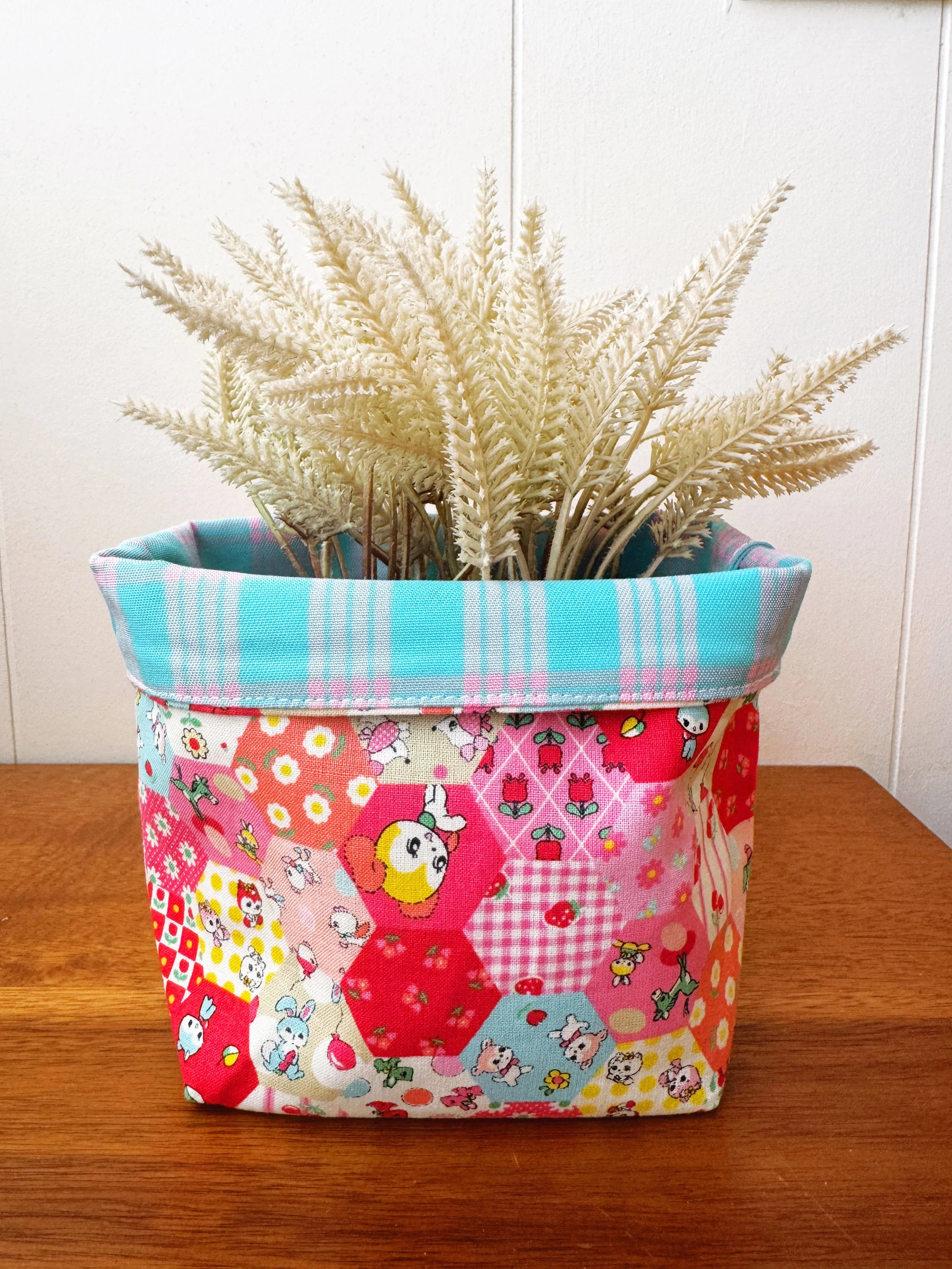 Fabric Plant Sack - tiny hexies