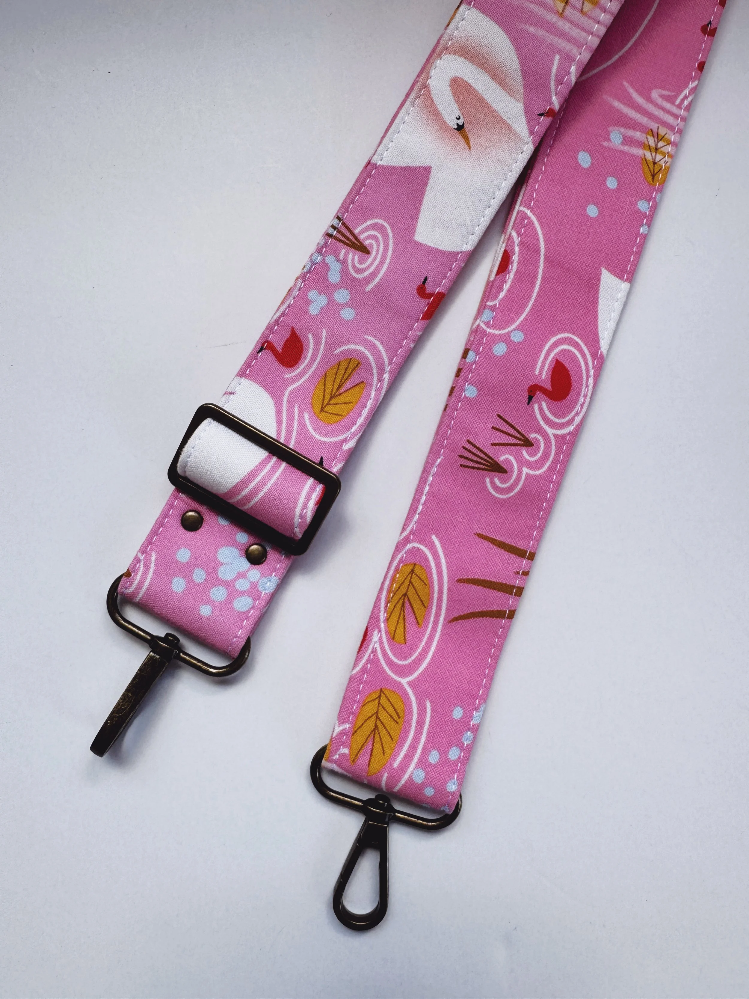 Adjustable purse Strap - swans