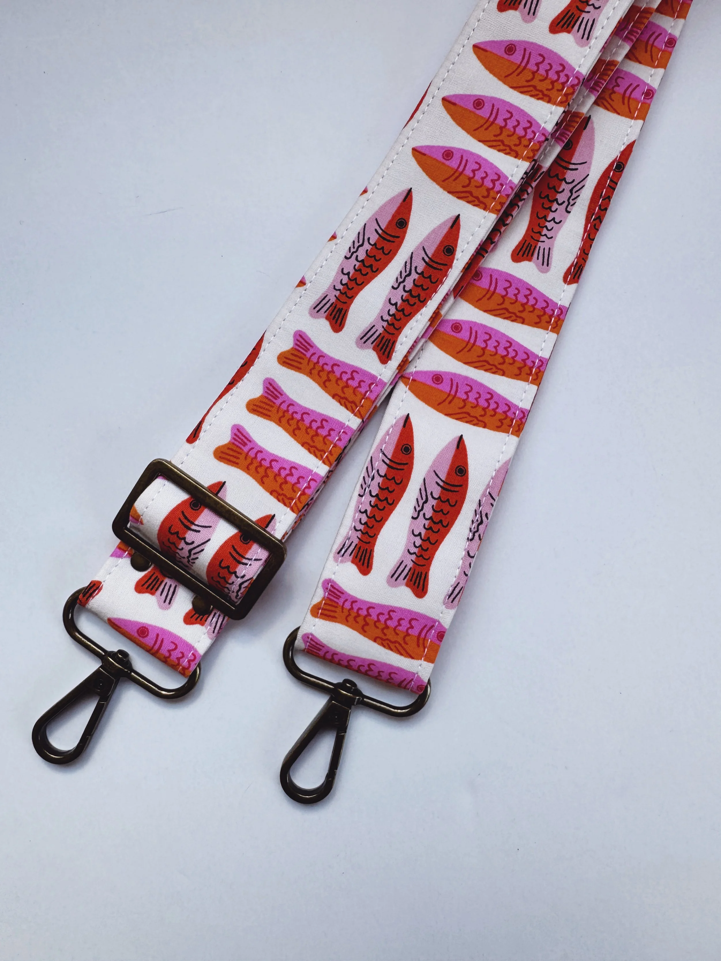 Adjustable purse Strap - pink sardines