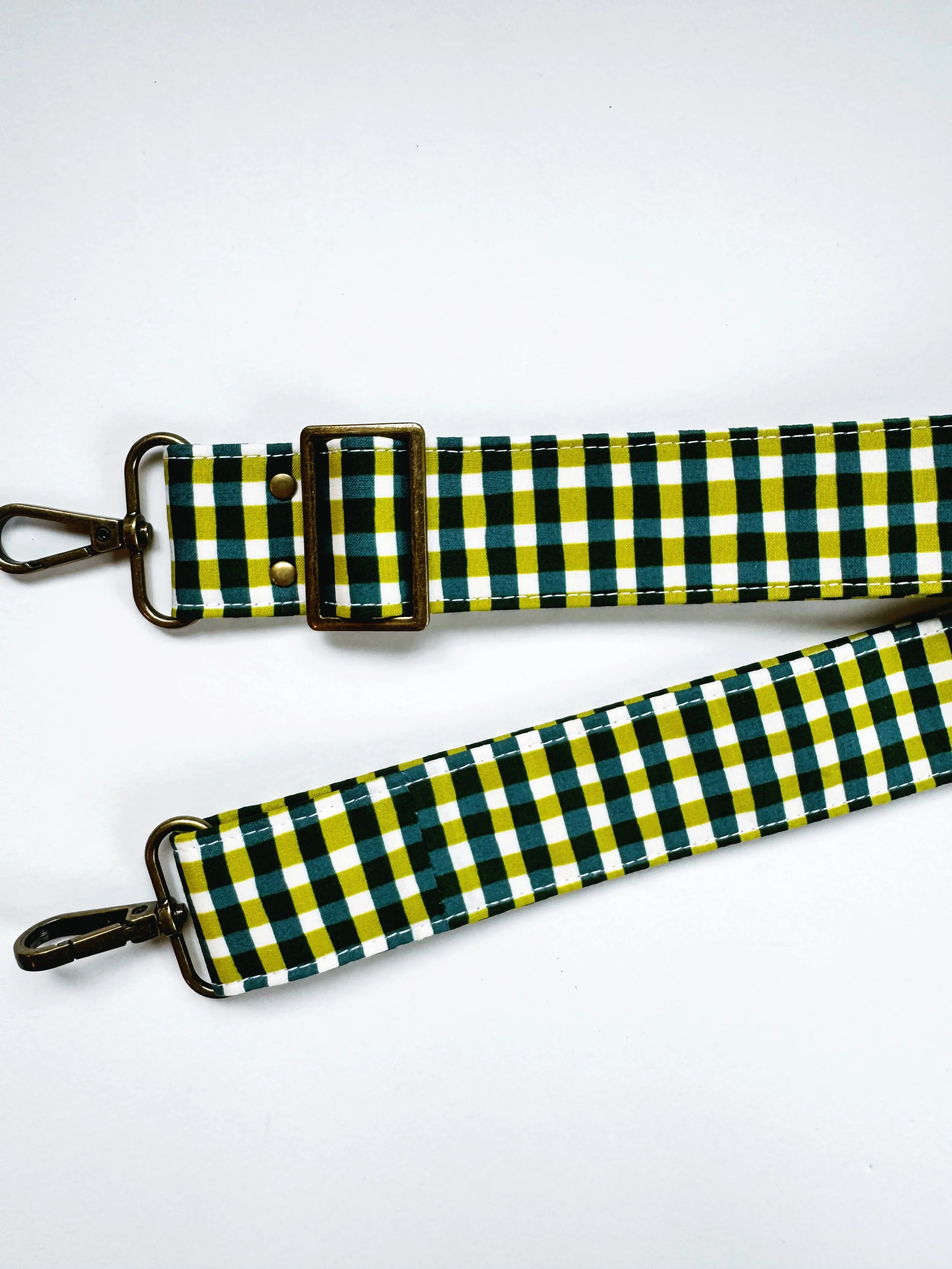 Adjustable purse Strap - green check