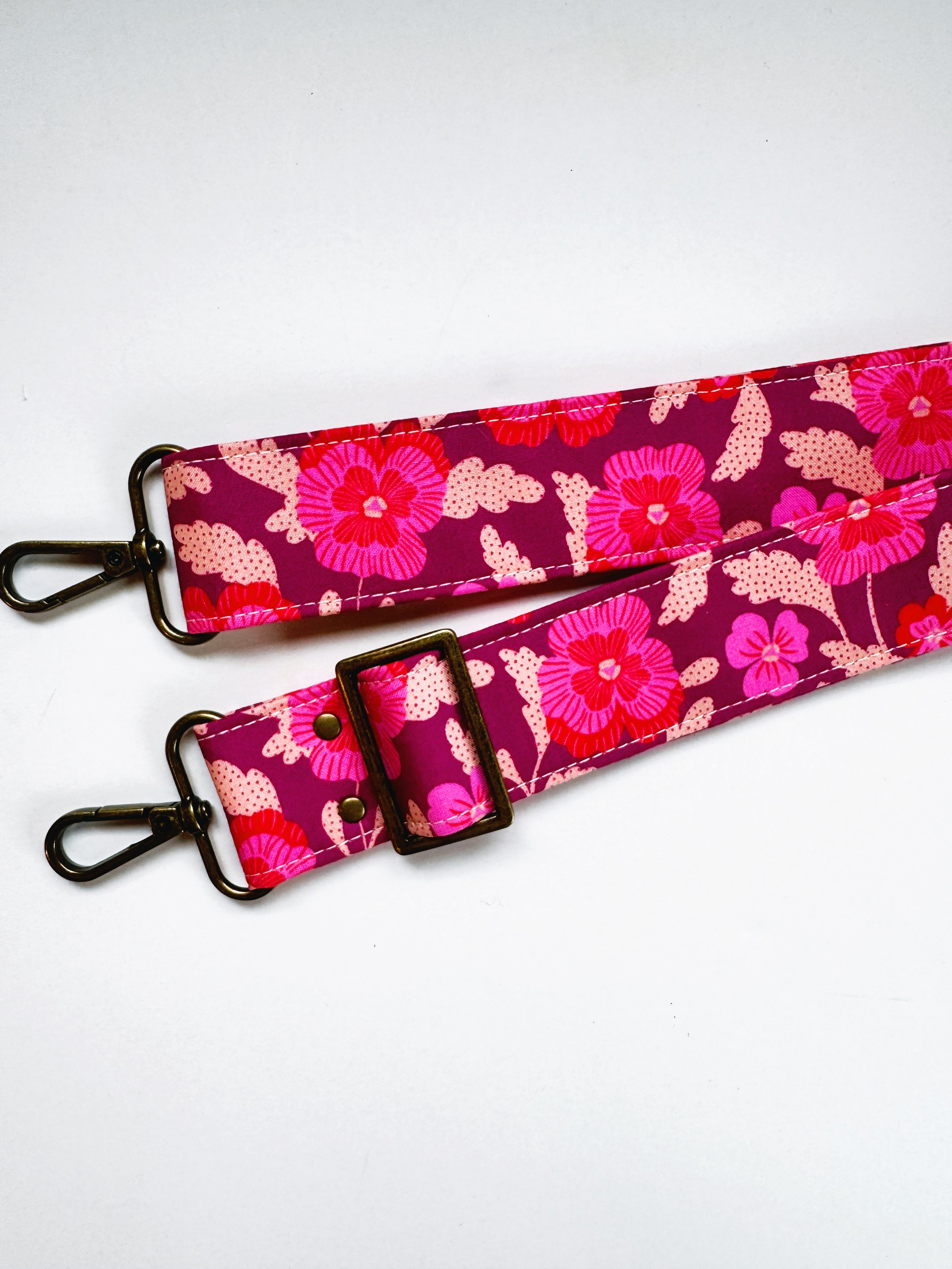Adjustable purse Strap - violet pansies