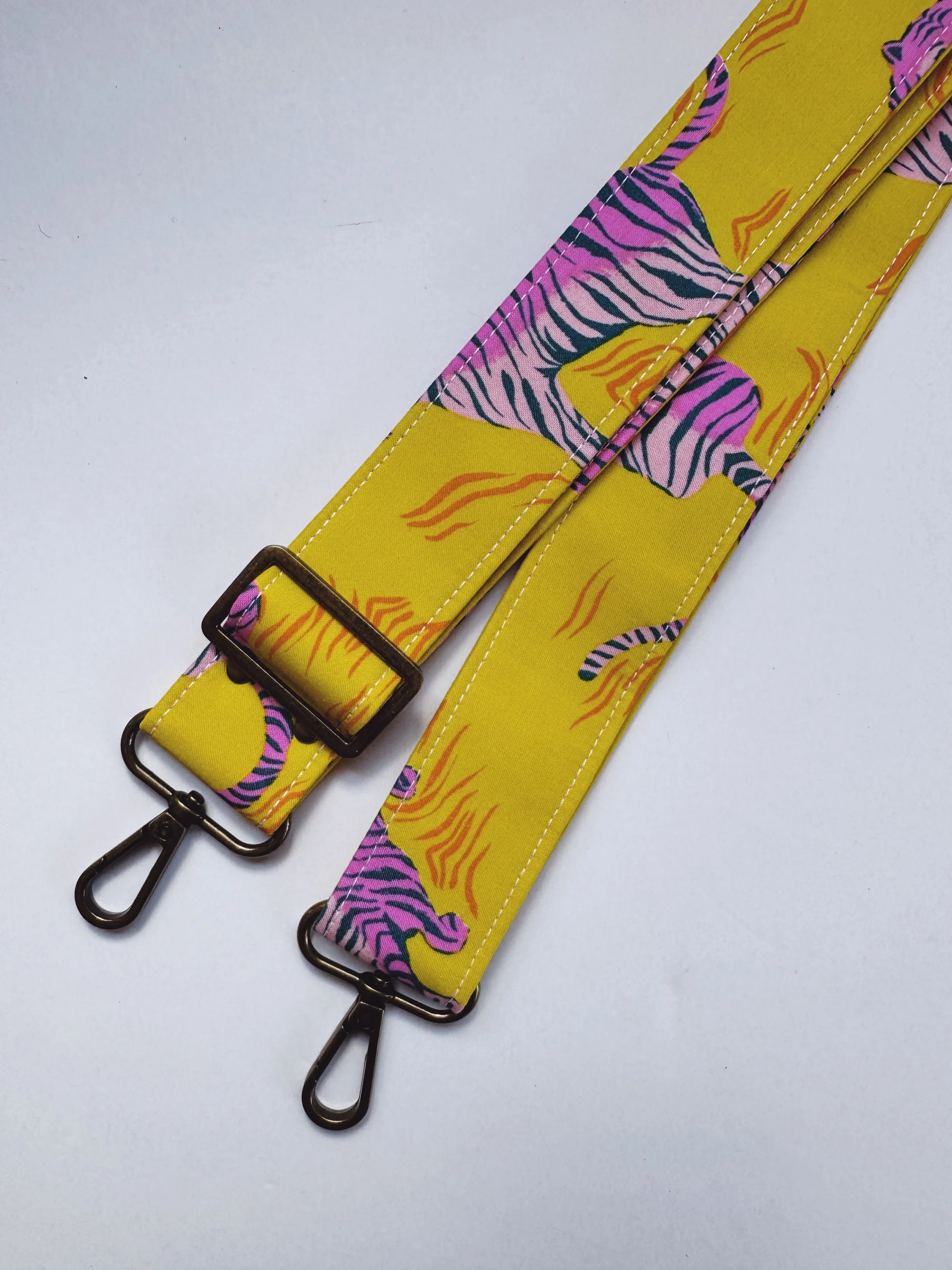 Adjustable purse Strap - yellow tigers