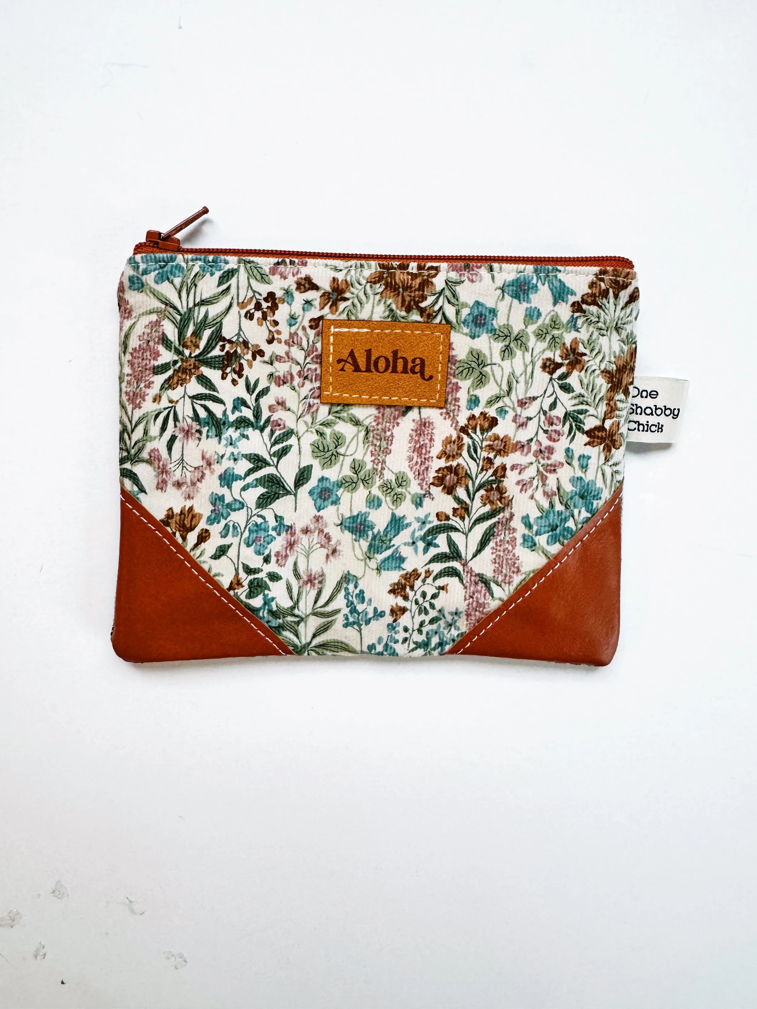 Zip pouch - floral corduroy