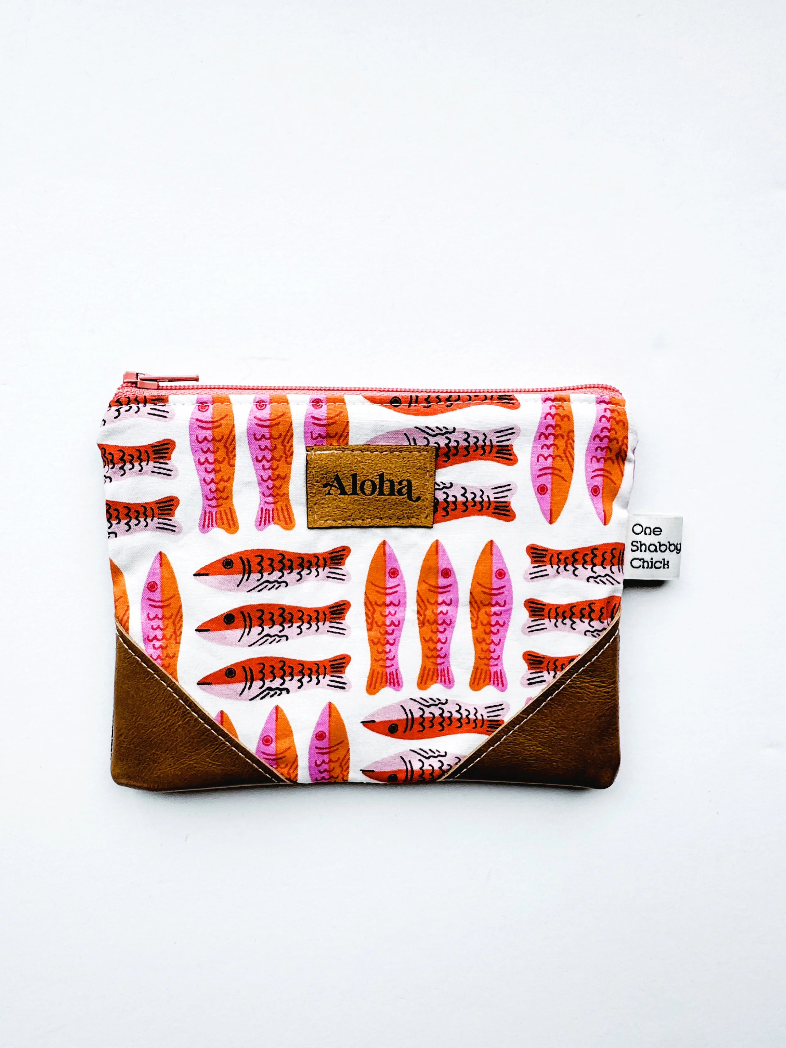 Zip pouch - sardines in pink