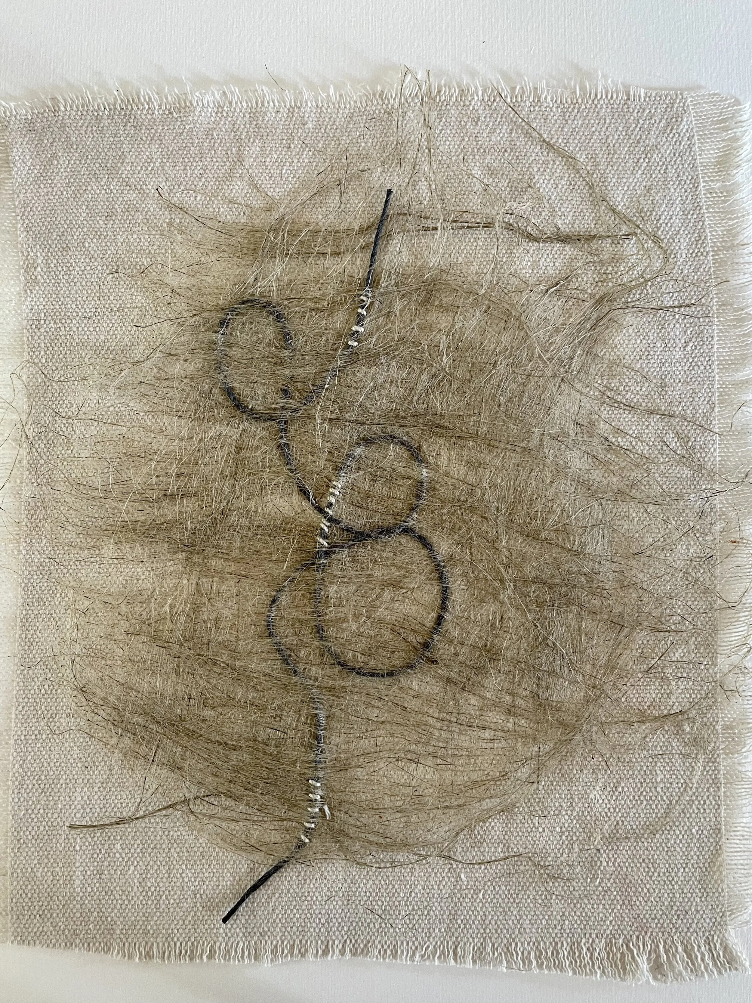 THREAD-BARE Flax Roving, thread on canvas 9”W x 12”H