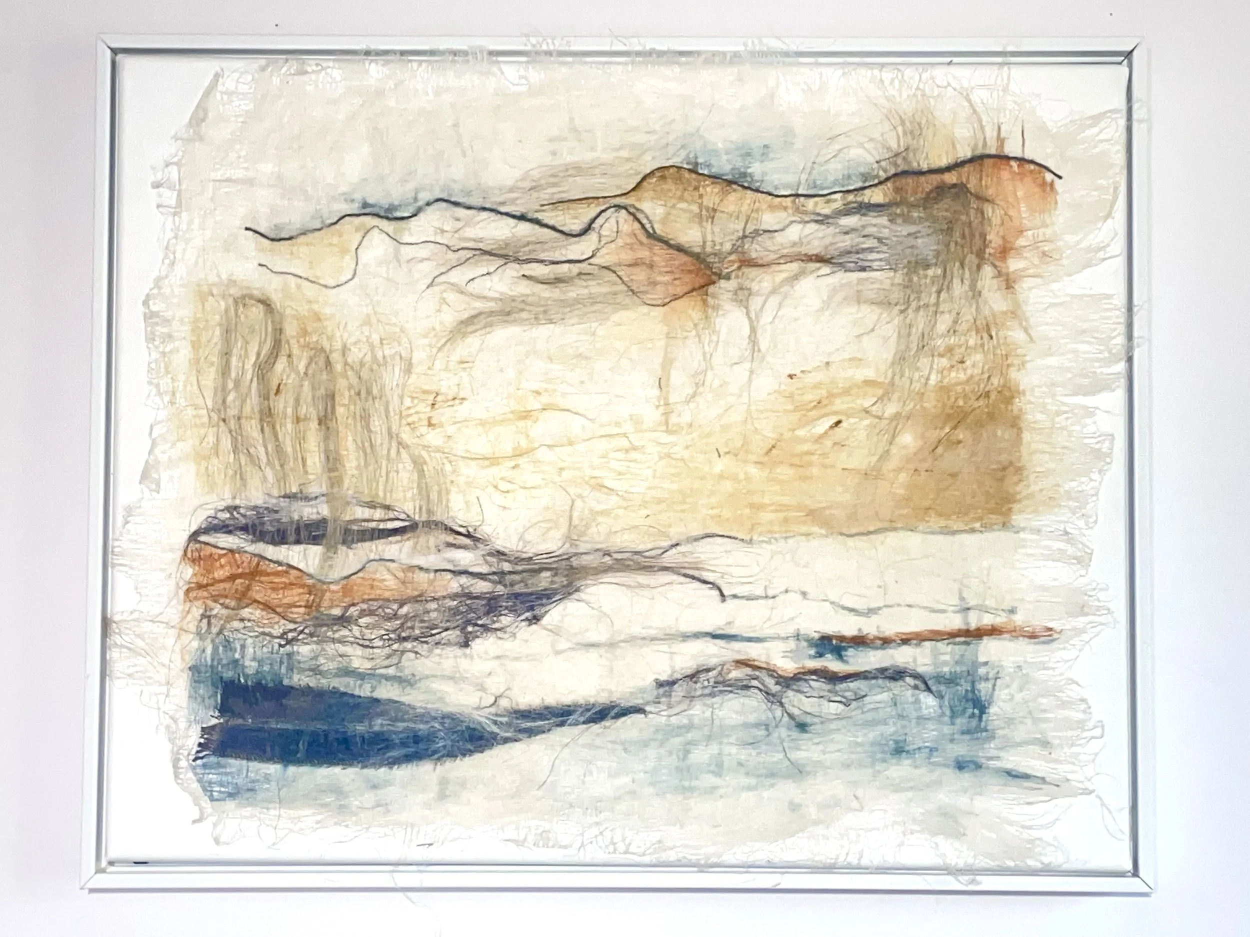 MEMORIES OF THE EASTERN CAPE Flax Roving, Thread, natural dyes 20”W x 16”H