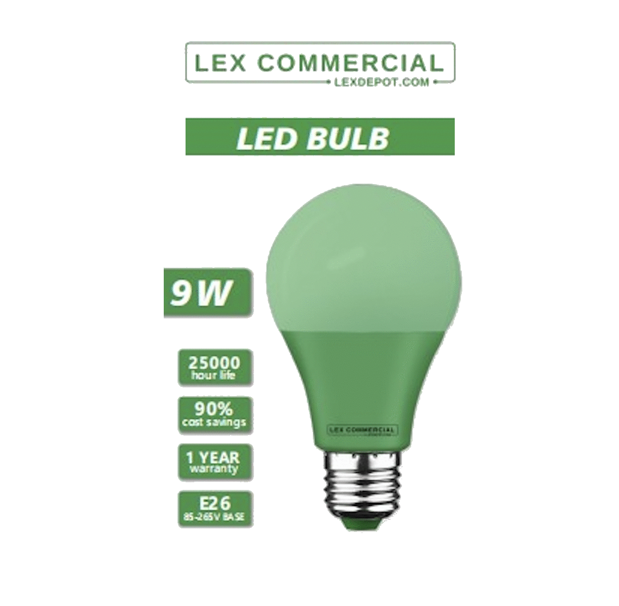 LED A19 Green Bulb Transparent.gif
