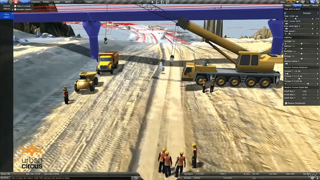 Construction Manager using Site Simulations to test site layouts, site safety, management and interfaces