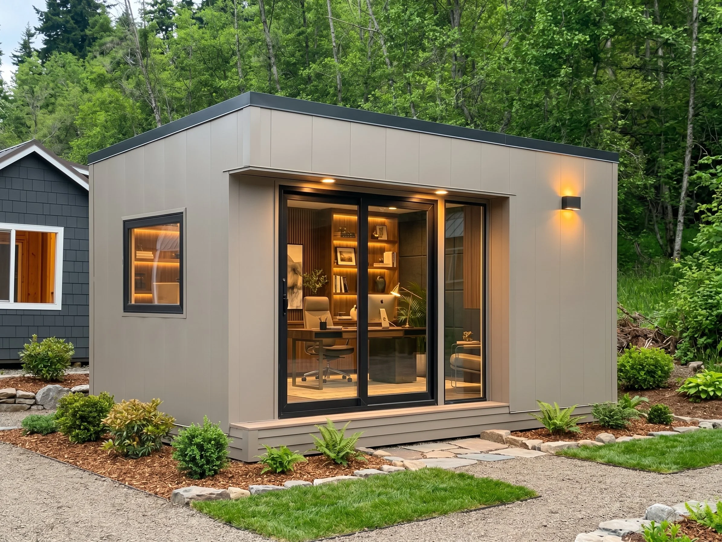 Mini backyard office pod turnkey prefab DIY, outdoor tiny home office shed, work from home, WorkPod, studio shed, backyard room, shed shed, man cave, pool house, granny house cabin, office suite shed