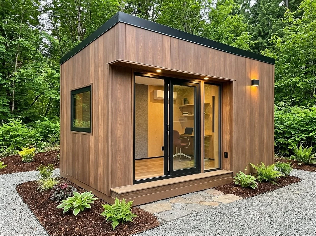 The Sixteen Mini backyard office pod turnkey prefab DIY, outdoor tiny home office shed, work from home, WorkPod, studio shed, backyard room, shed shed, man cave, pool house, granny house cabin