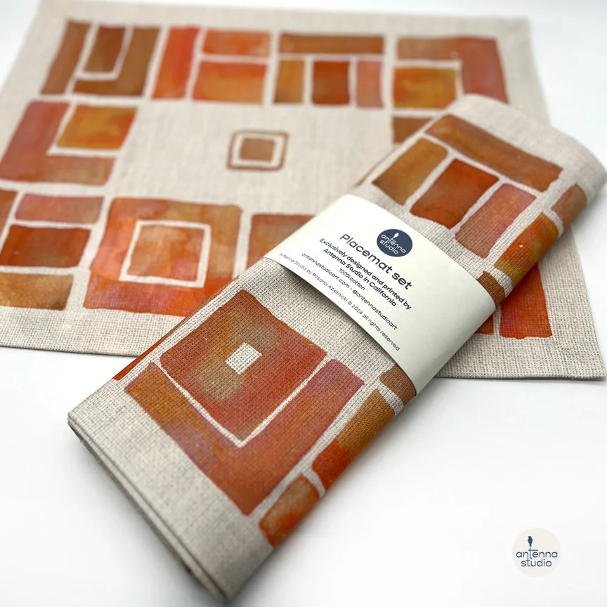 Placemat tangerine cubes set.jpg