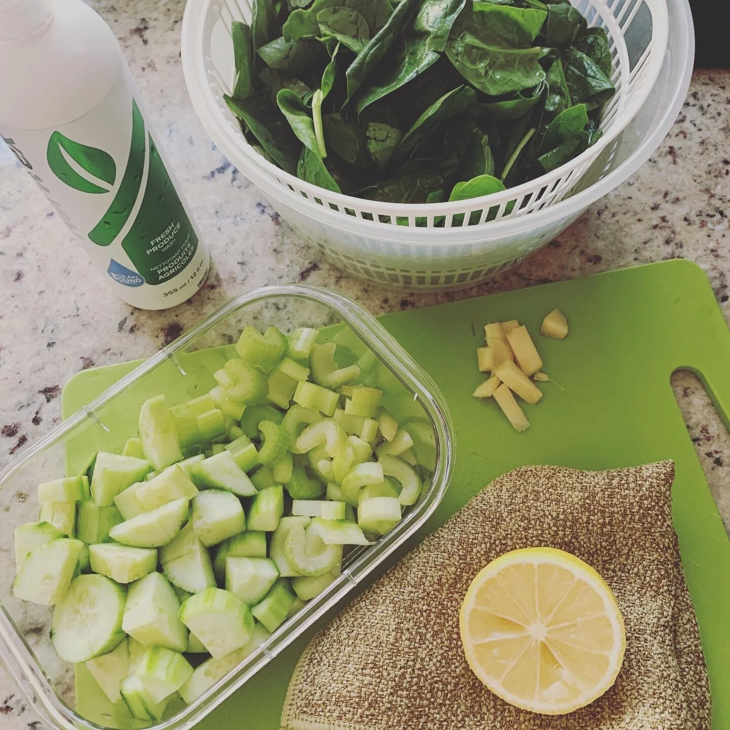 Making my daily green juice. The only way I can ingest celery is if it is blended into a juice. Recipe will be included in the book. 