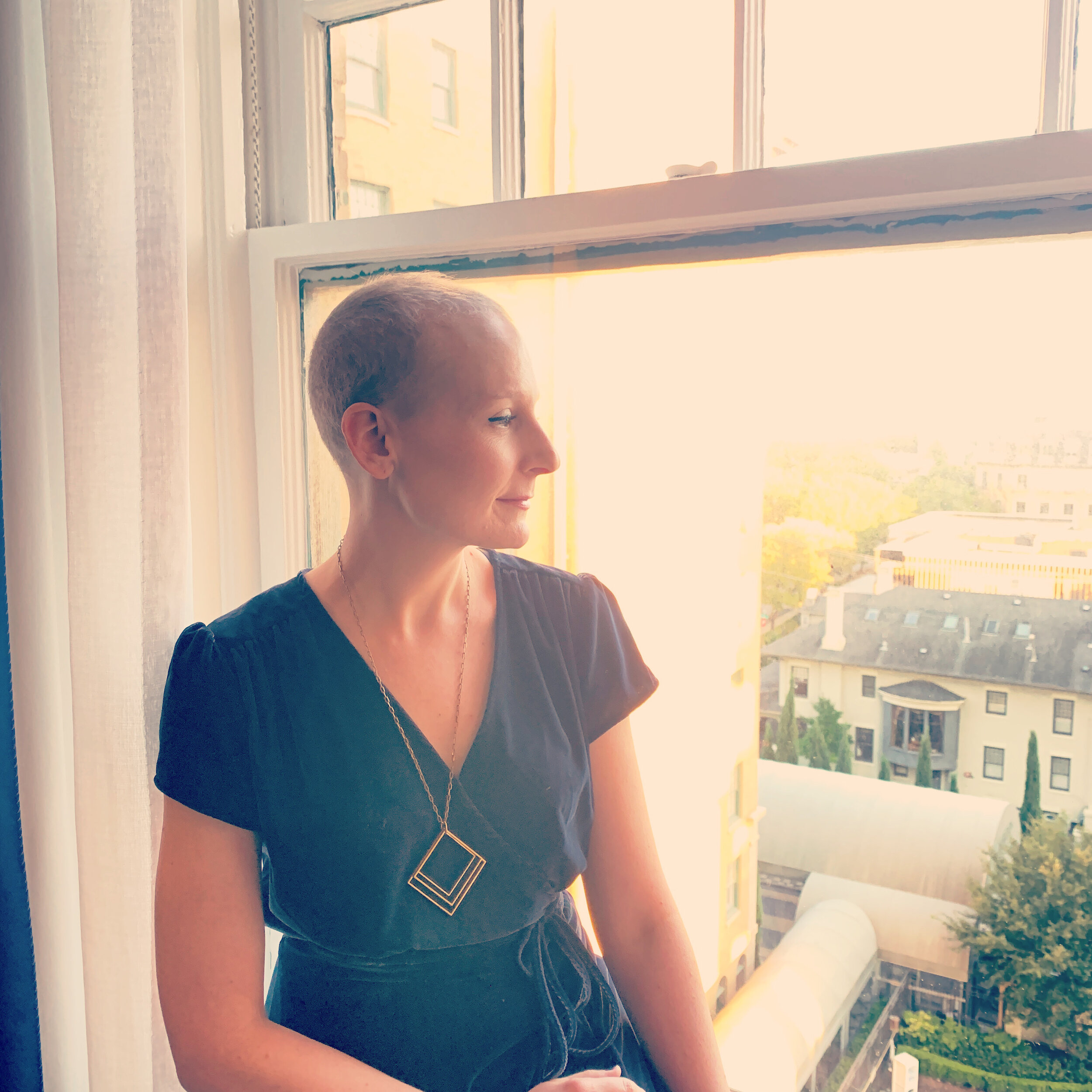 10.1.20 - Our 4 year wedding anniversary. The first time we ate at a restaurant 7 months. Went to a fancy sushi place in Dallas and ate out on the patio. I went without my wig which felt very liberating. 