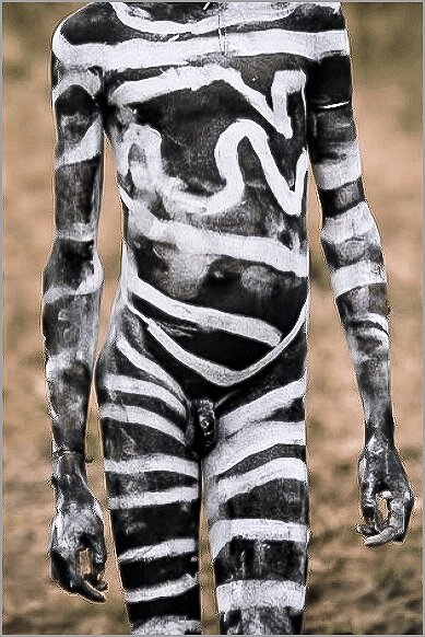 white tribal body paint