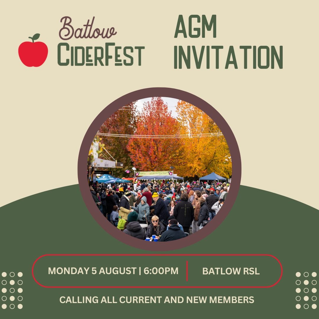 🍏🍎 REMINDER 🍏🍎

🍏📣 Calling all CiderFest enthusiasts! Join us for our Annual General Meeting on  Monday 5 August at 6pm at the Batlow RSL. 

This is a fantastic opportunity to get involved, share your ideas, and help shape the future of CiderFe