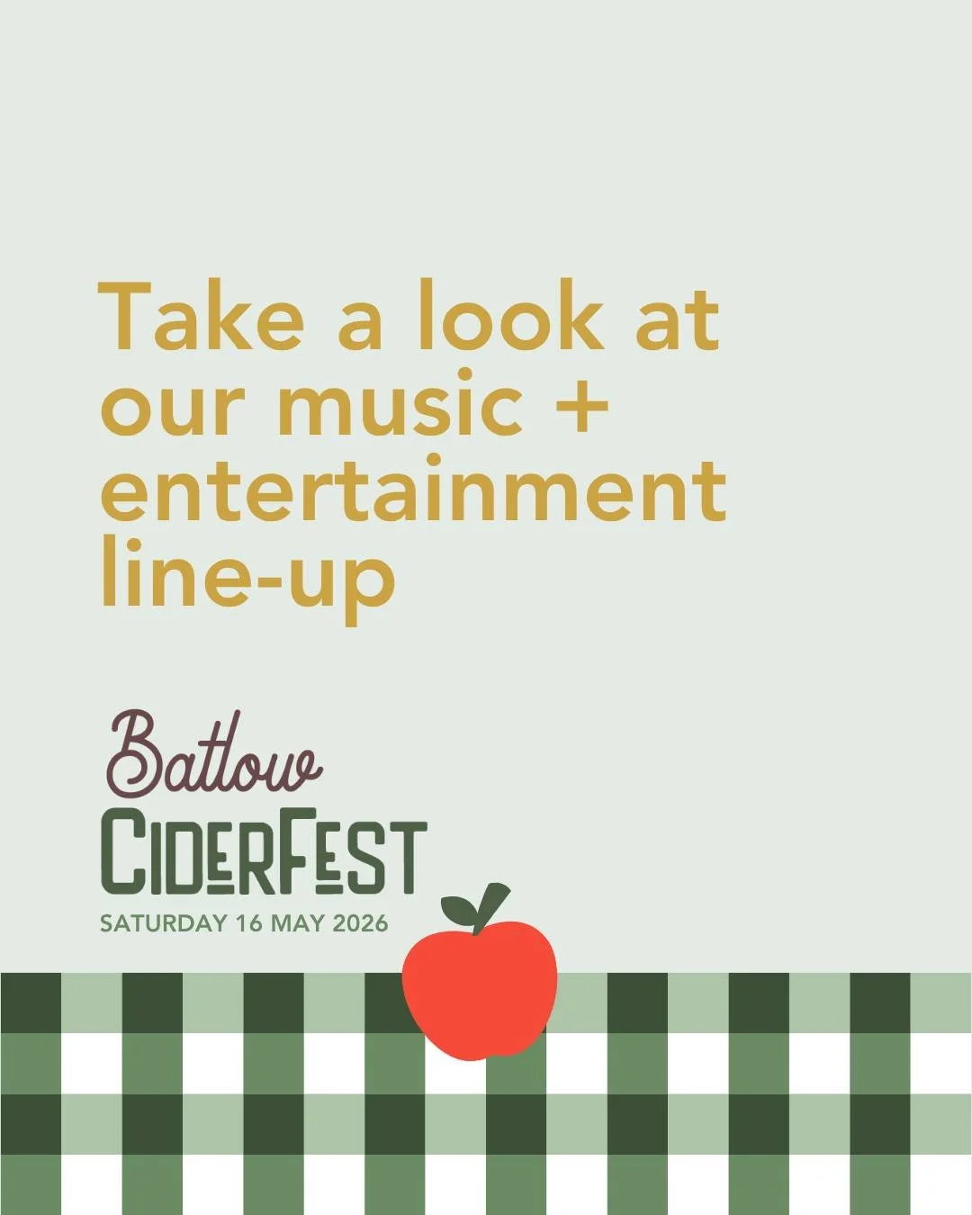 Who&rsquo;s playing at Batlow CiderFest?

We&rsquo;ve got a full day of tunes, tricks and cider-fuelled fun from folk to country to blues (with a side of circus chaos).

🎶 @barbaramollie 
🎶 Rock Solid
🎶 @rileycatherall 
🎶 @damnd.sam.and.the.preac