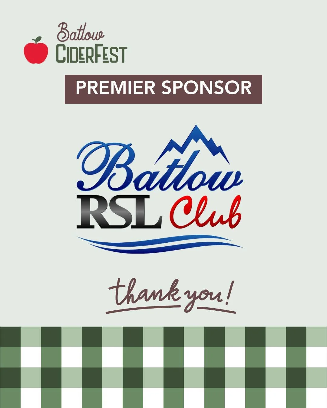 🍻 Shoutout to our Premier Sponsor &ndash; @batlowrslclub!

We&rsquo;re proud to have the incredible support of Batlow RSL &ndash; a cornerstone of our community and a long-time supporter of local events.

From backing grassroots initiatives to creat