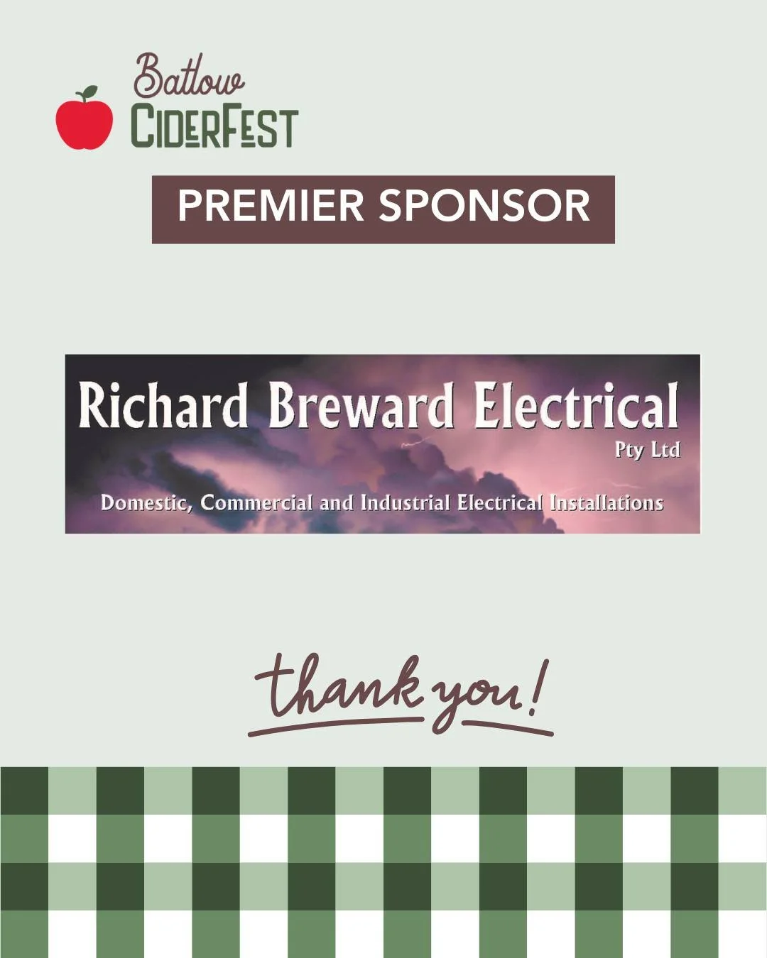 💡 Powering the festival &ndash; thank you Richard Breward Electrical!

A big thanks to Richard Breward Electrical for coming on board as a Premier Sponsor.
Behind every great event is a team keeping things running safely and smoothly &ndash; and the