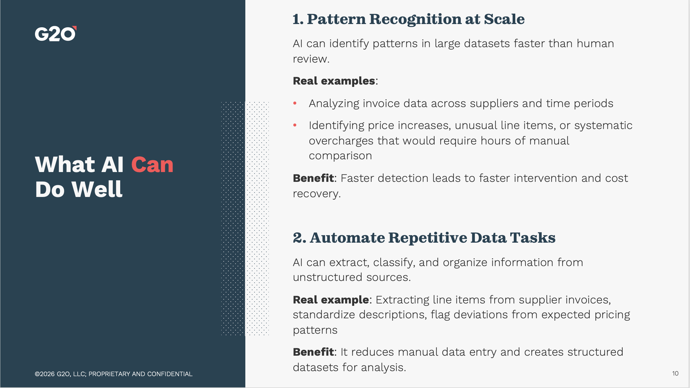 A training deck slide on "what I can do well"