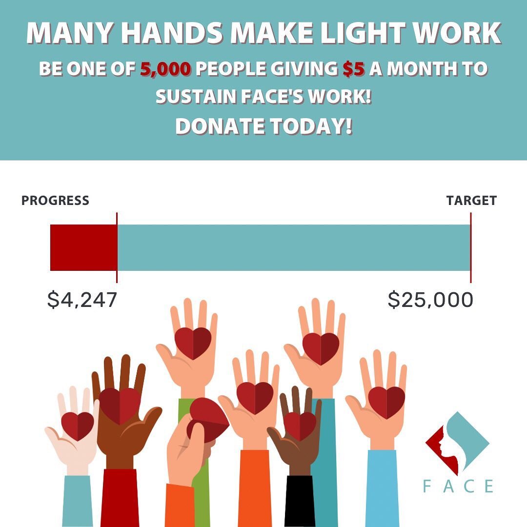 A big thank YOU to all who continue to support and sustain this work but we aren&rsquo;t at goal yet!

Tap the link in our bio to pledge $5 a month to help survivors of leadership abuse. Together WE can FACE abuse!

#FacingAbuse #donate #manyhandsmak