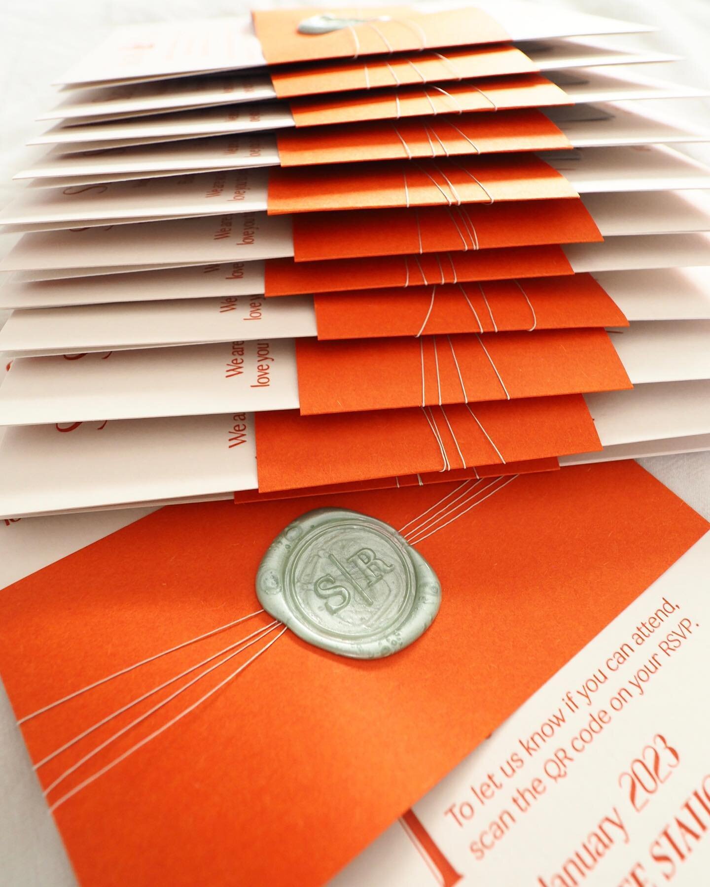 Wax seal 💌
This was so much fun to create and I loved the personalised touch our monogram added to our invitations! 
I will show the process in a reel as its mesmerising to watch. 🧡
#waxseal #waxsealstamp #weddingstationery #weddingstationeryadelai