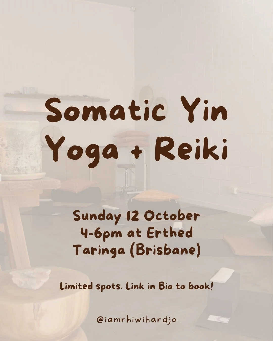 π Join me for a 2-hour Somatic Yin Yoga with Reiki class next Sunday 12 October 4-6pm @erthed__ (Taringa, Brisbane) π
Limited Spots available
Yin Yoga and Somatics have taught me so much over the years.
They're the entryway into our bodies, to t