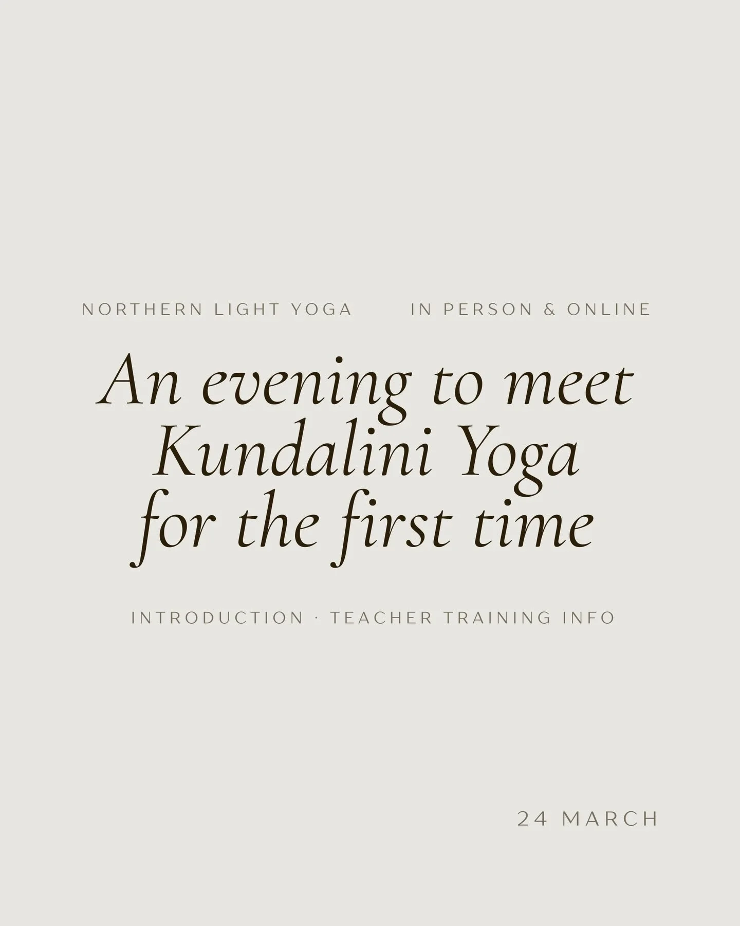 Kundalini Yoga is one of the oldest and most complete sciences of self-care, self-connection, and inner transformation. 

And on 24 March, we are opening the door for you to experience it for the first time, or to go deeper.

This introductory evenin