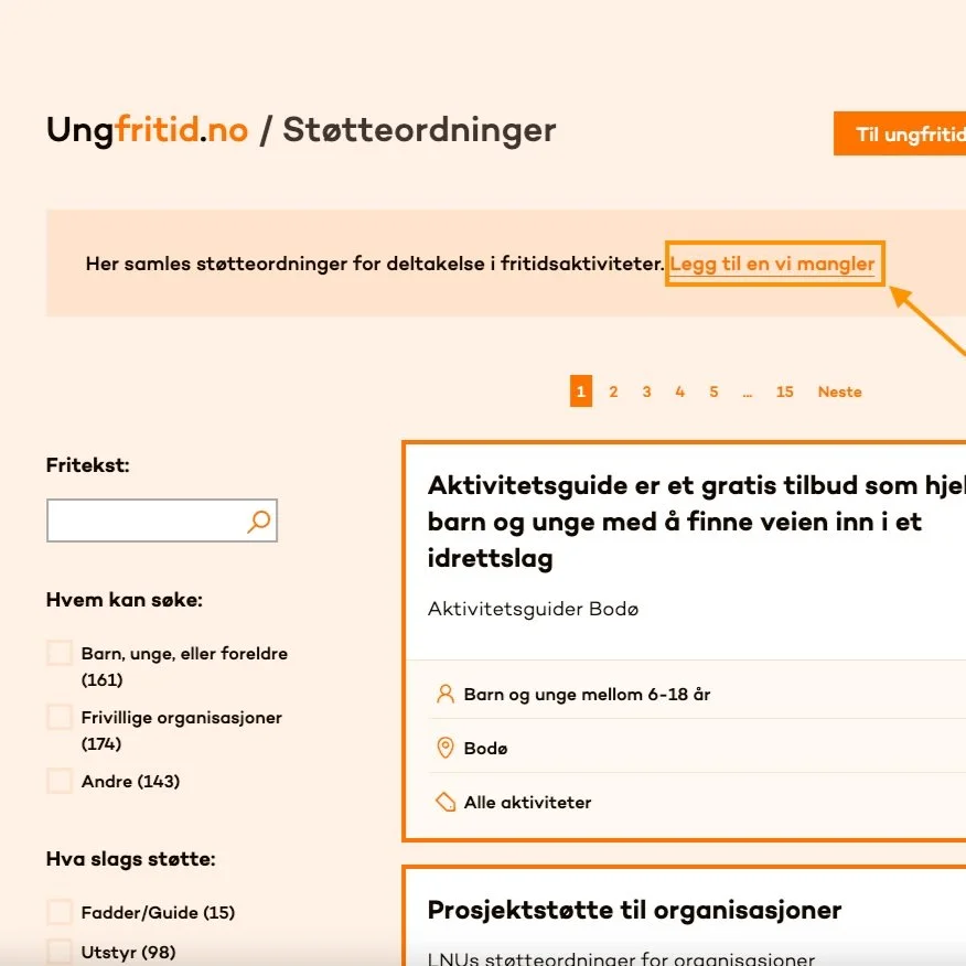 Sånn legger du ut støtteordninger på stotte.ungfritid.no!