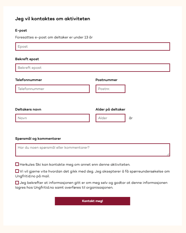 skjermbilde av ungfritid.no