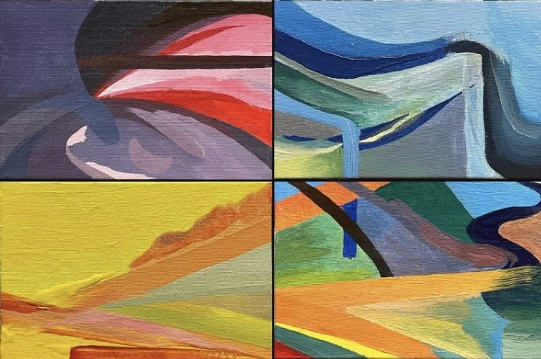 Primary Abstract (Four 4”x6” Golden Acrylics)