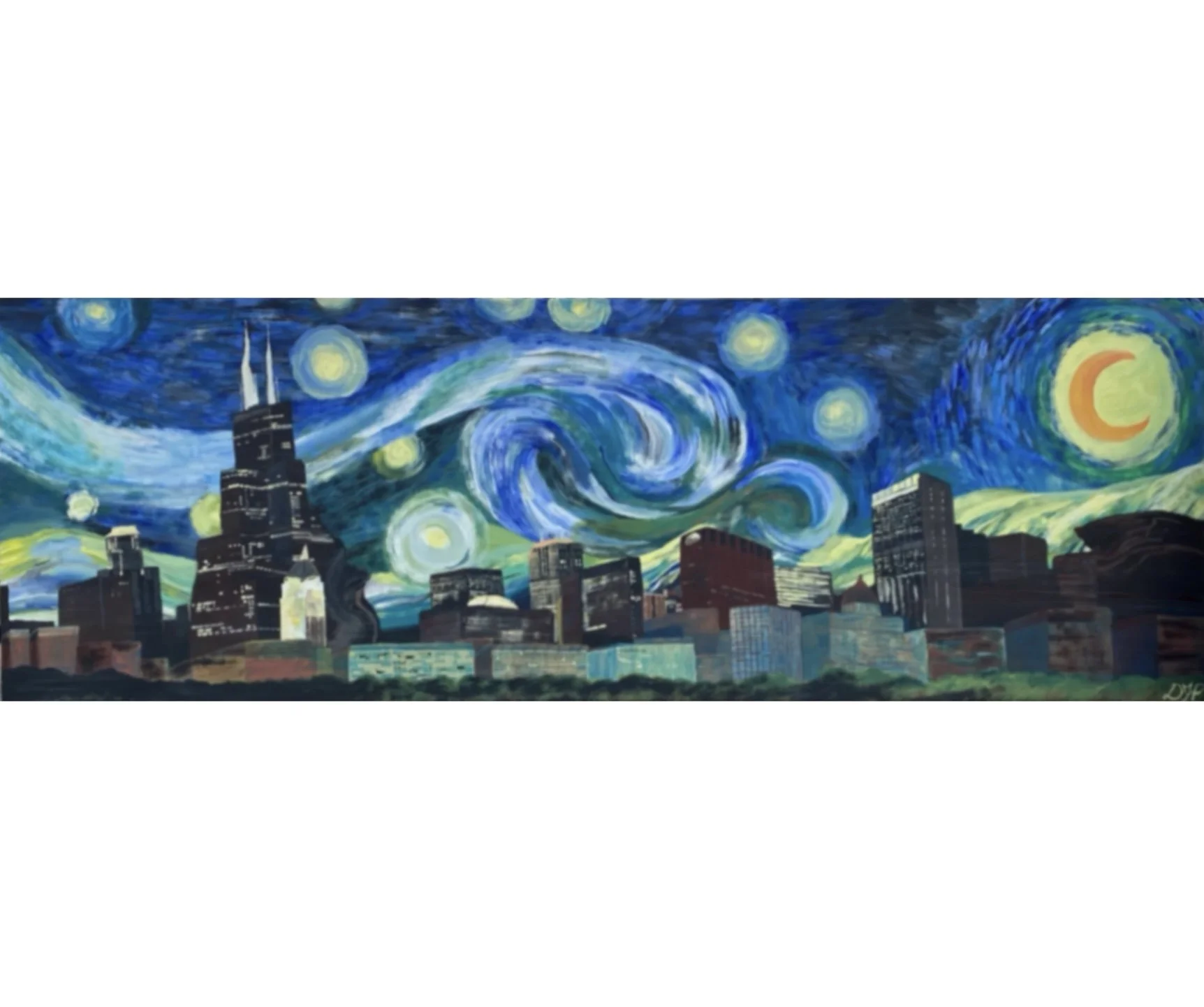 Van Gogh Skyline (8' x 32" Acrylic)