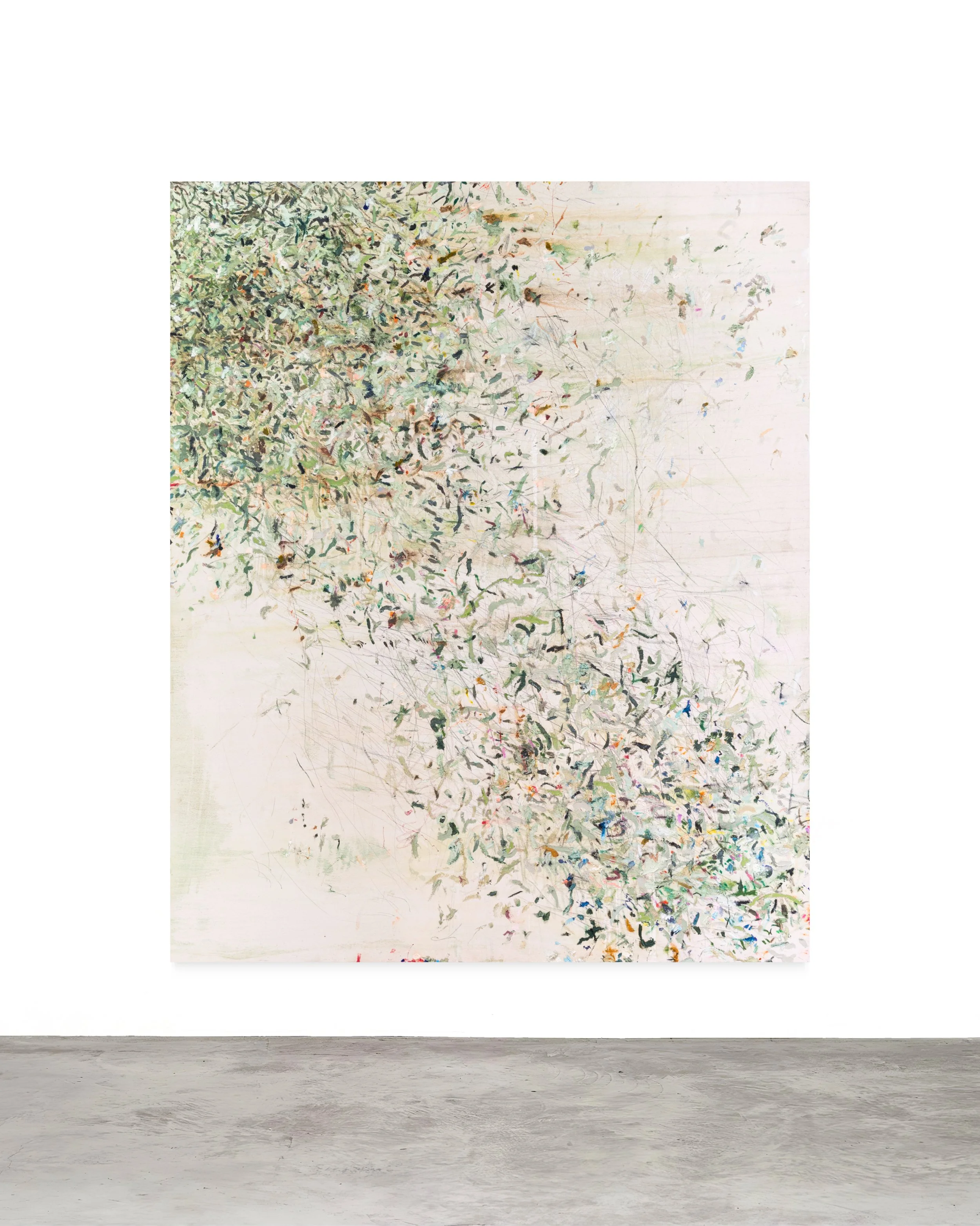 Oscillating, On the Outside —

Oil, acrylic, leather dye, pencils and pastels on canvas. 170 x 140 cm / 67 x 55 in

(2025)