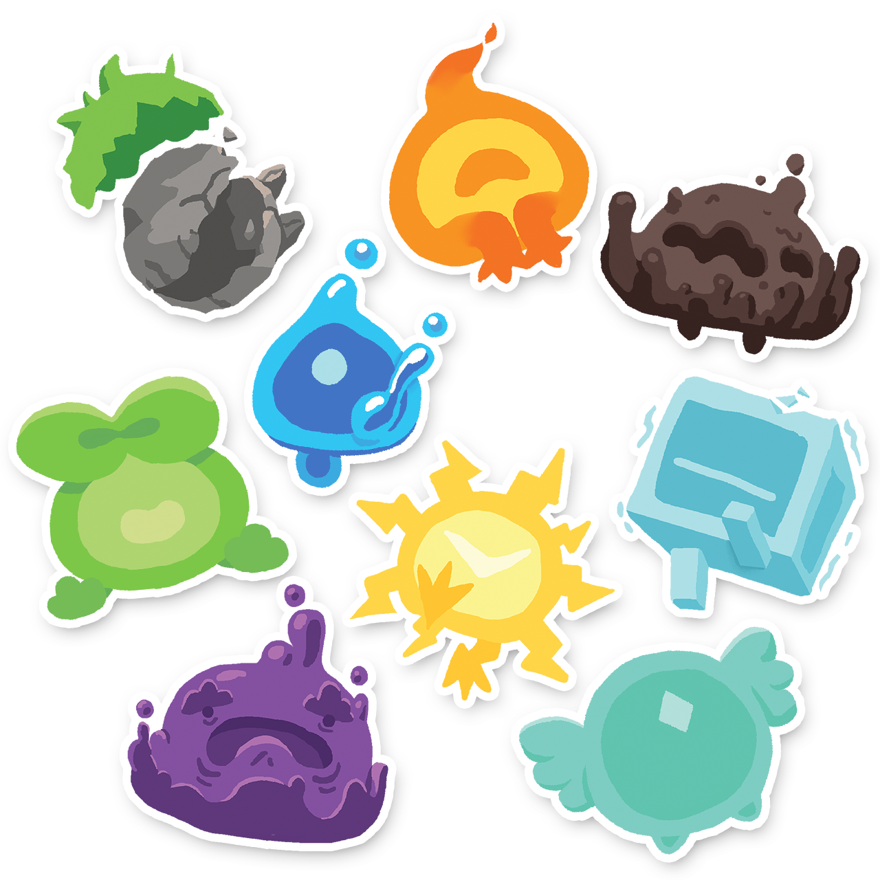 9-Pieces Elemental Spirit Sticker Set